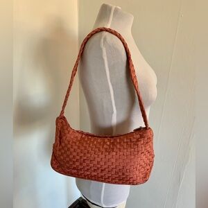 The Sak Woven Shoulder bag Pink Bkush Waffle knit square baguette y2K travel